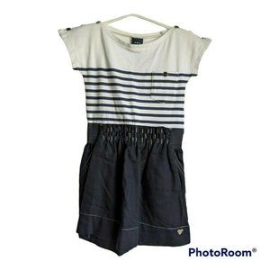 Mayoral Chic Navy White Striped Pockets Dress 3